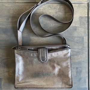 HOBO Crossbody Bag silver distressed “heavy metal”